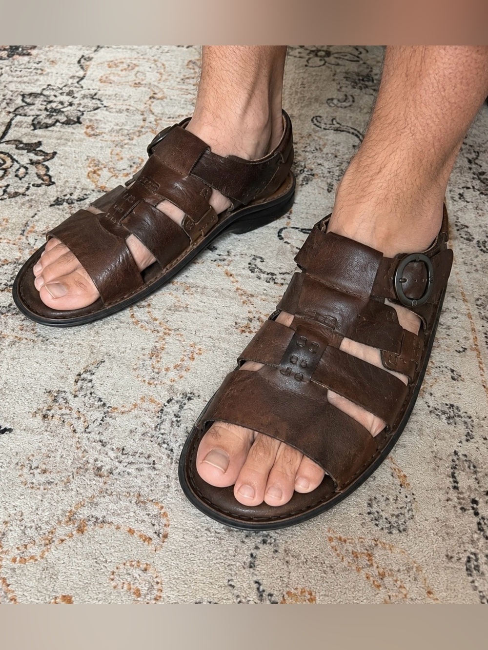 BORN Men's Fisherman Sandal Leather OPEN TOE